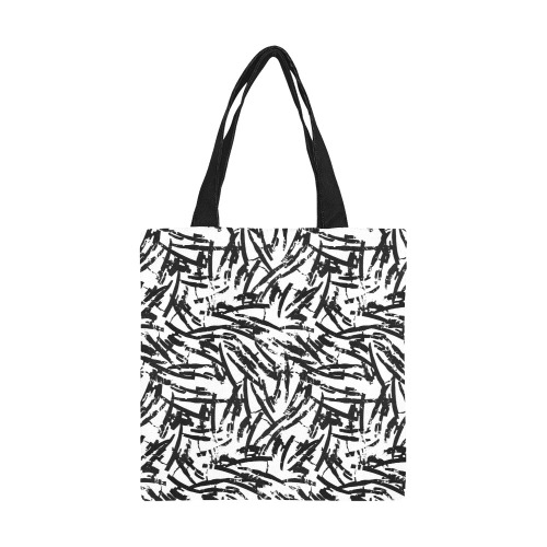 Brush Stroke Black and White All Over Print Canvas Tote Bag/Small (Model 1697)