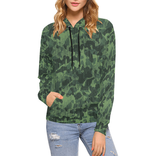 Basic Jungle Modern Camouflage All Over Print Hoodie for Women (USA Size) (Model H13)