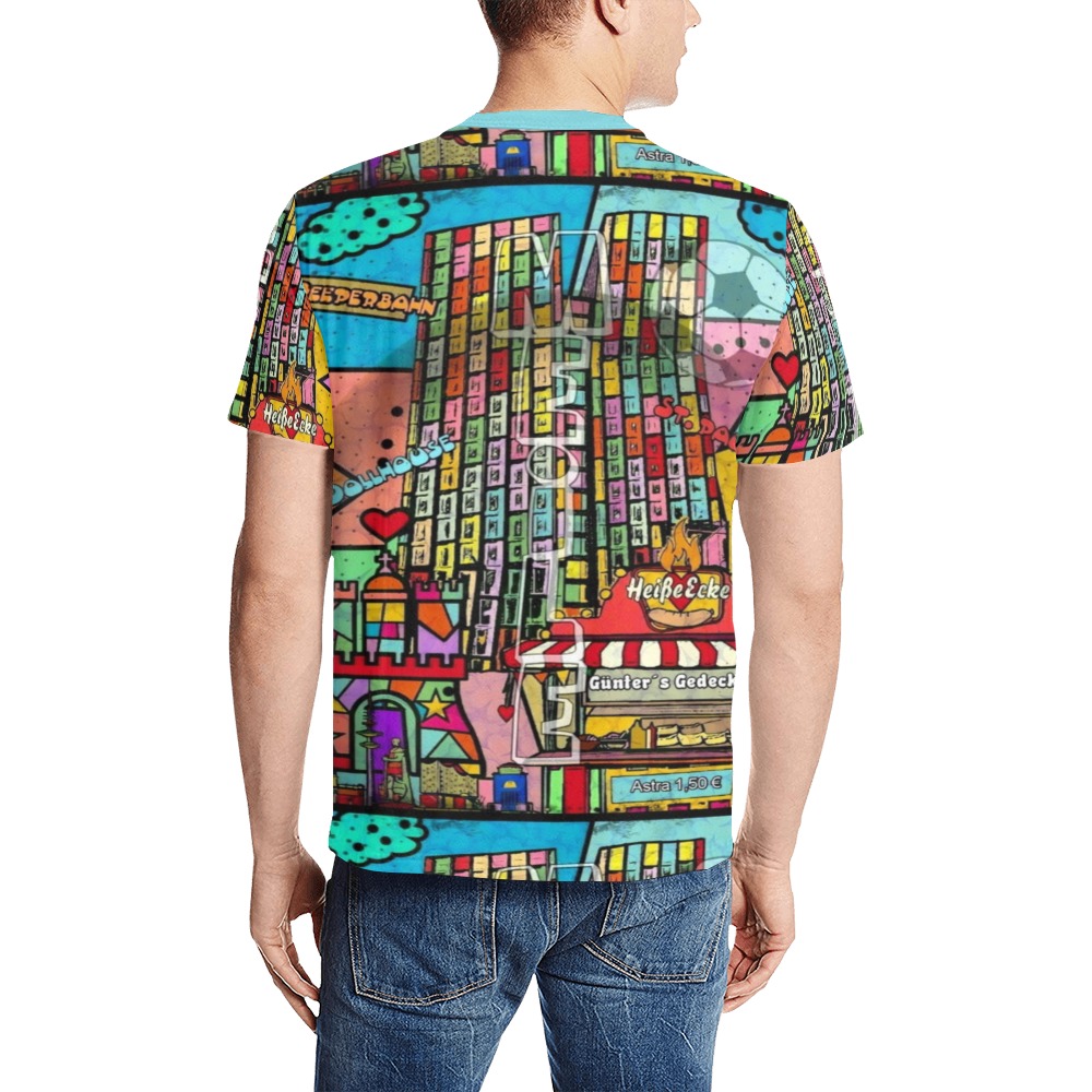 Heiße Ecke Hamburg Pop Art by Nico Bielow Men's All Over Print T-Shirt (Solid Color Neck) (Model T63)