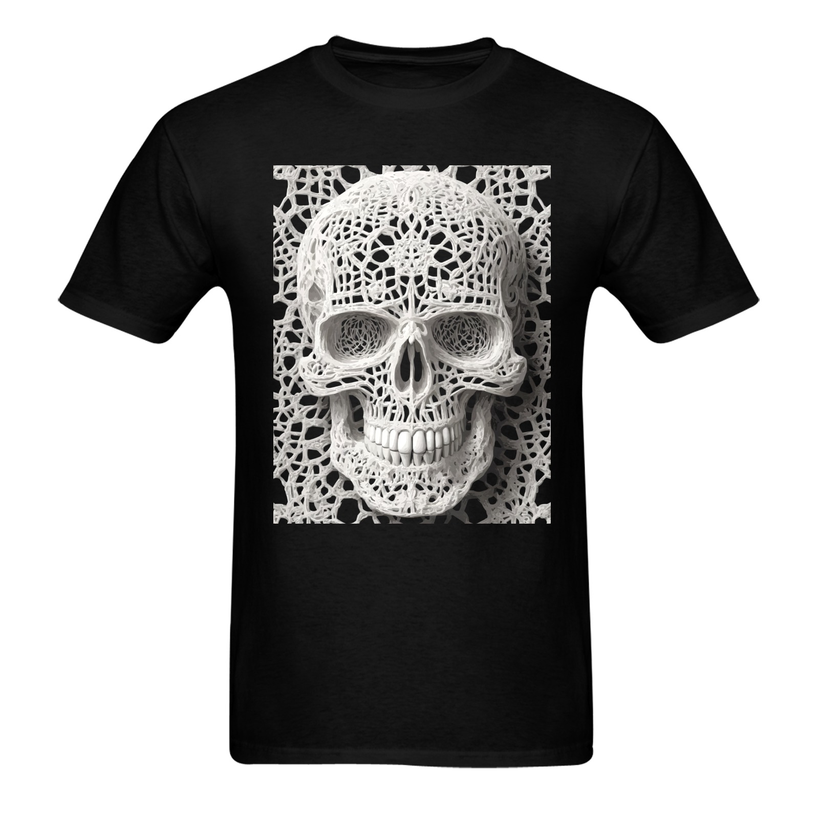 Funny elegant skull made of lace macrame Men's T-shirt in USA Size (Front Printing Only) (Model T02)