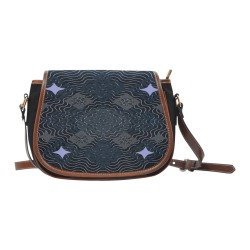 Saddle bag, abstract veil-like pattern grey and blue Saddle Bag/Small (Model 1649)(Flap Customization)