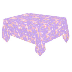 Pink and Purple and Gold Christmas Design Cotton Linen Tablecloth 60"x 84"