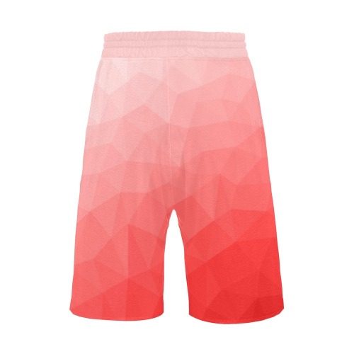 Red gradient geometric mesh pattern Men's All Over Print Casual Shorts (Model L23)