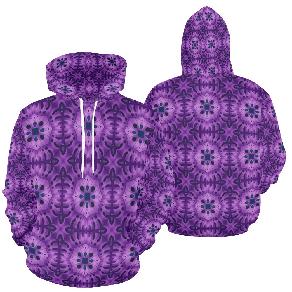 Elegant Purple All Over Print Hoodie for Women (USA Size) (Model H13)