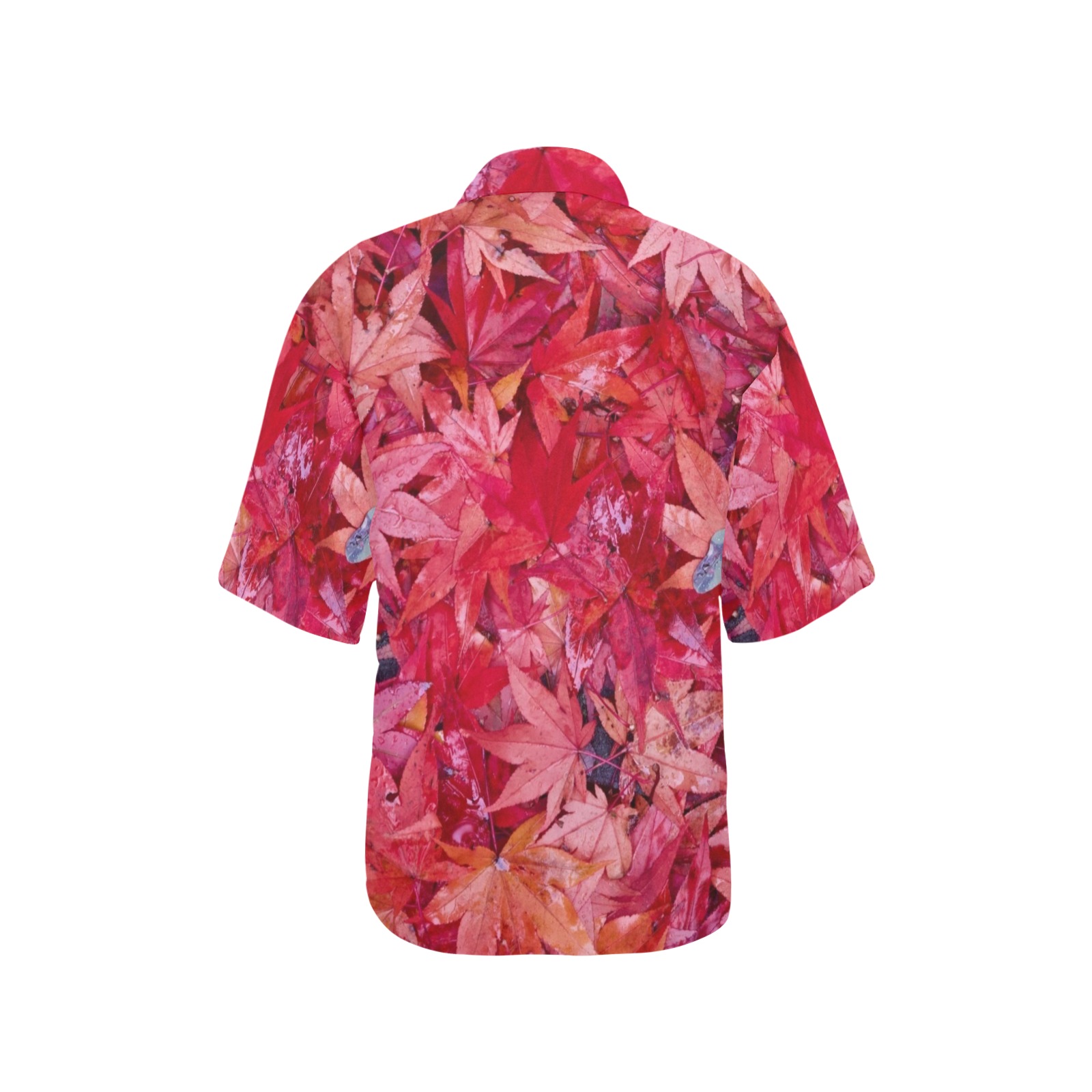 Red Leaves All Over Print Hawaiian Shirt for Women (Model T58)