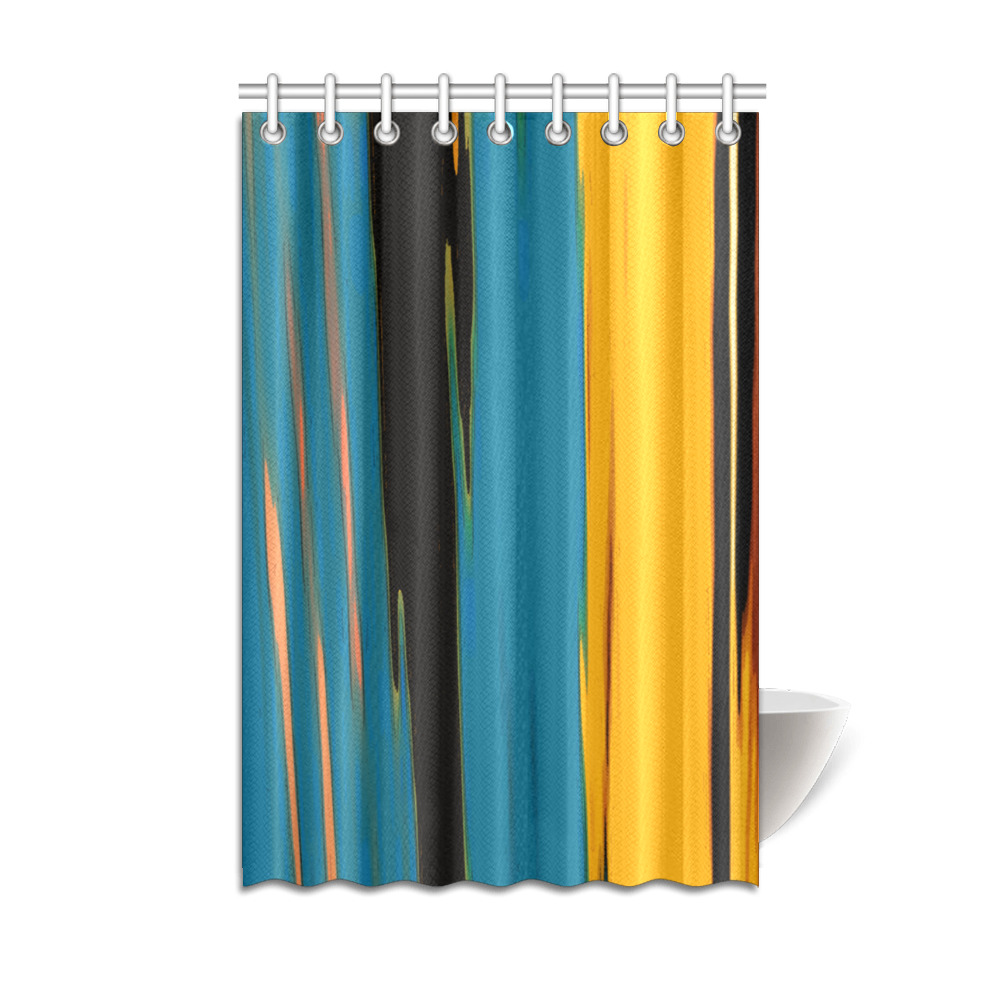 Black Turquoise And Orange Go! Abstract Art Shower Curtain 48"x72"