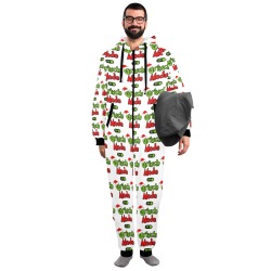 Grinch Mode On Onesie Unisex One-Piece Zip Up Hooded Pajamas