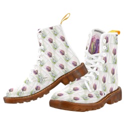 Tulip Pattern Custom Canvas Boots For Women Model 1203H