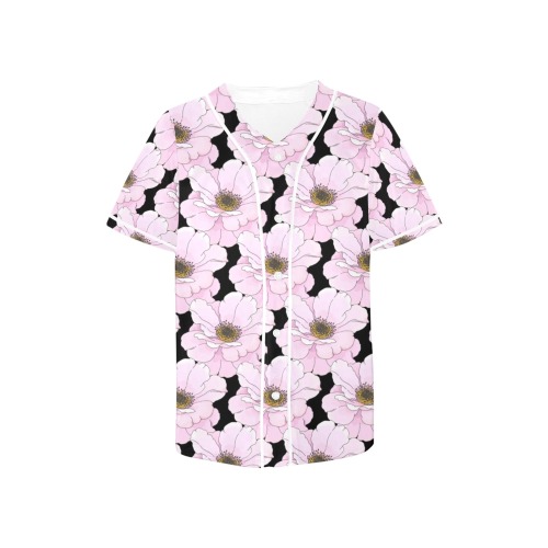 floral All Over Print Baseball Jersey for Kids (Model T50)