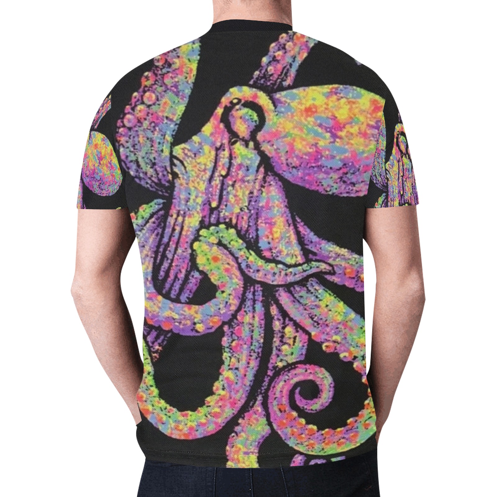 Neon Octopus New All Over Print T-shirt for Men (Model T45)