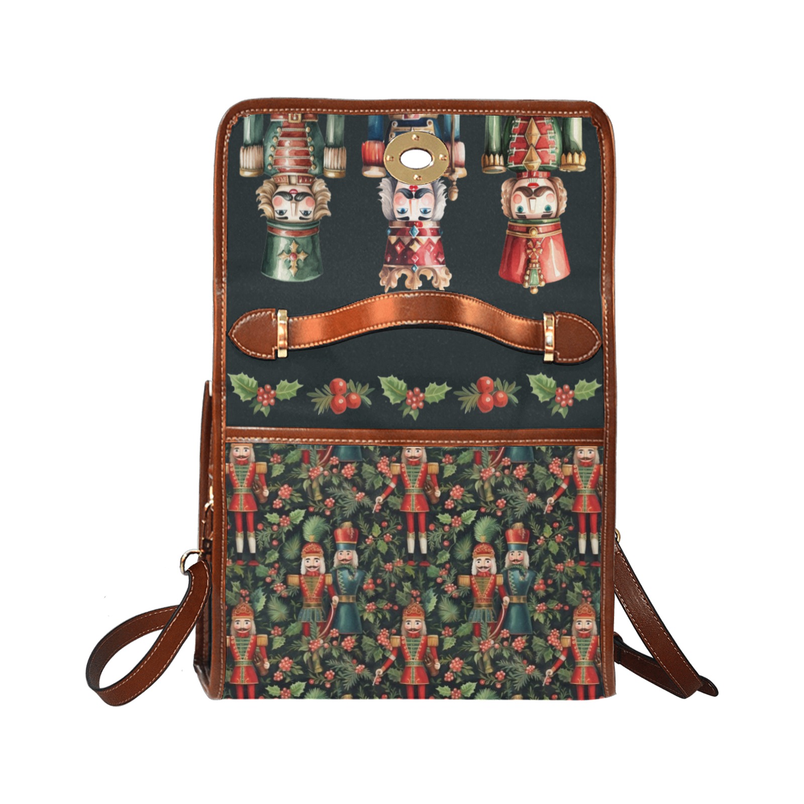 Nutcracker Handbag Waterproof Canvas Bag-Brown (All Over Print) (Model 1641)