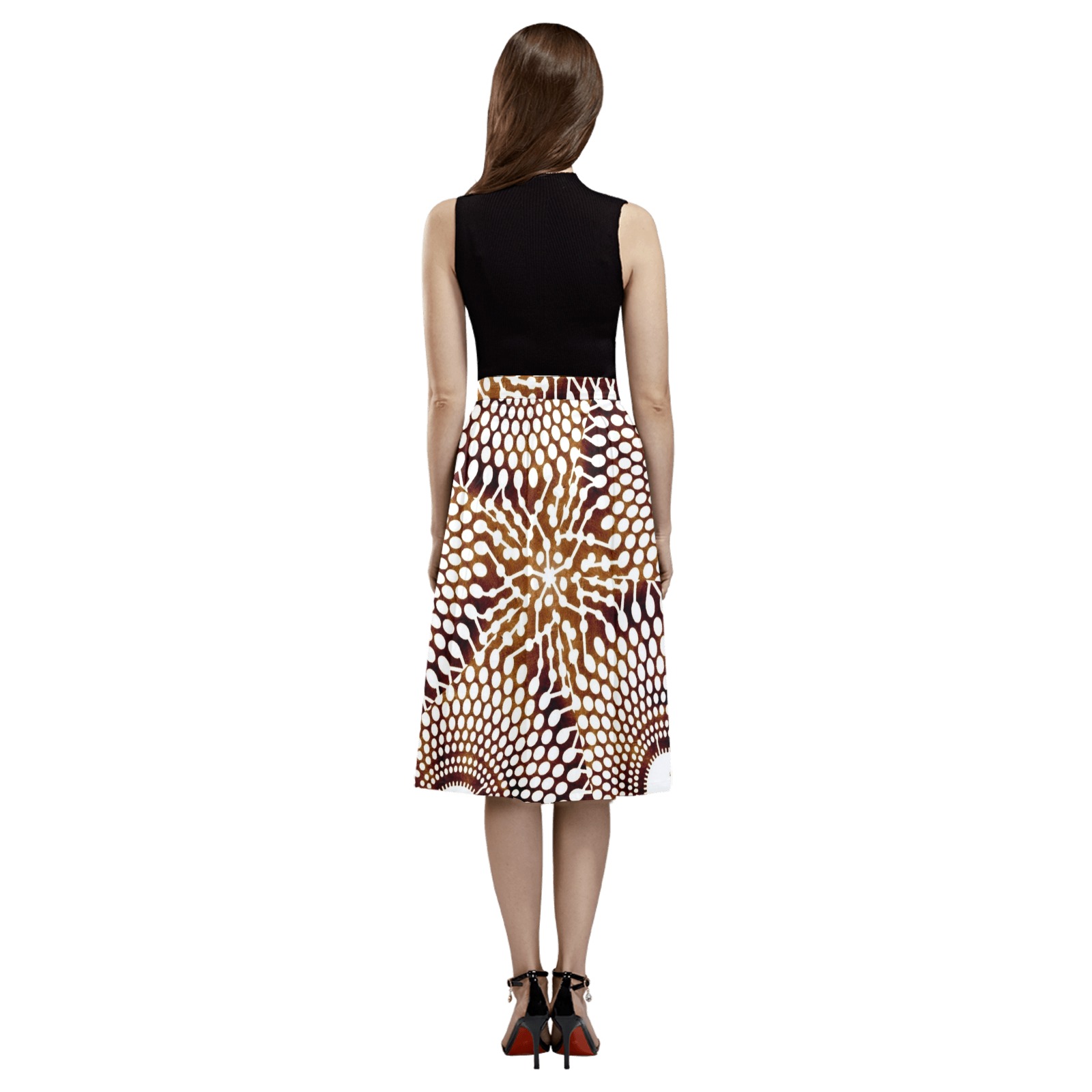 AFRICAN PRINT PATTERN 4 Mnemosyne Women's Crepe Skirt (Model D16)