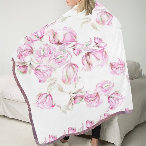 Chinese Peonies 3 Ultra-Soft Fringe Blanket 60"x80" (Mixed Pink)