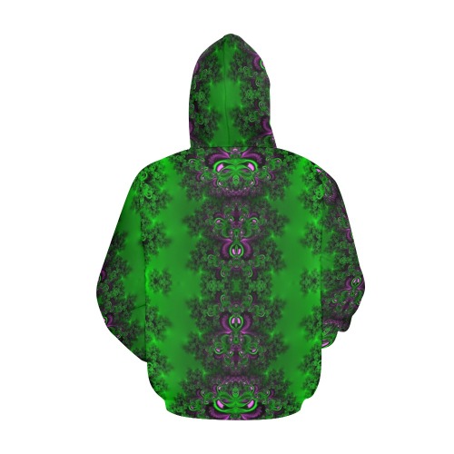 Early Summer Green Frost Fractal All Over Print Hoodie for Men (USA Size) (Model H13)