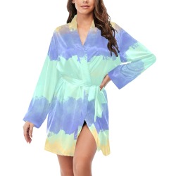Pastel Ombre Tie Dye Women's Long Sleeve Belted Night Robe
