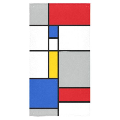 Geometric Retro Mondrian Style Color Composition Bath Towel 30"x56"