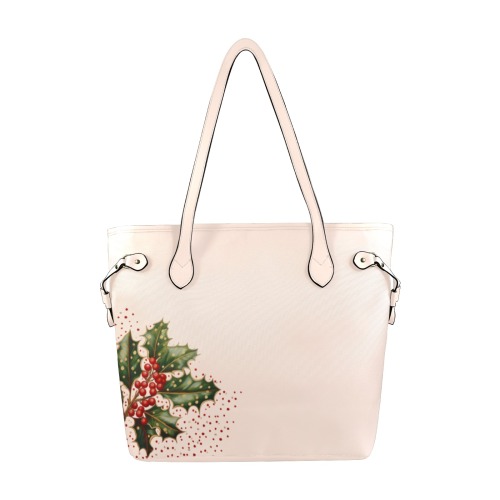 Polka Dot Holly Holiday Clover Canvas Tote Bag (Model 1661)