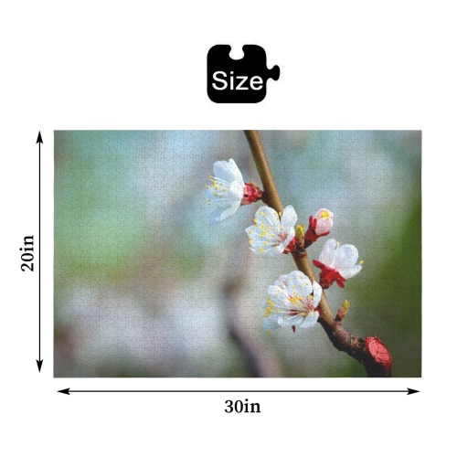Stunning beauty of white Japanese apricot flowers. 1000-Piece Wooden Jigsaw Puzzle (Horizontal)