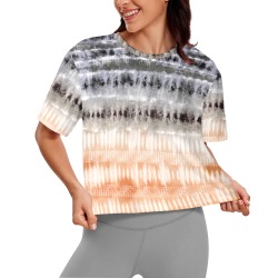 Tie dye textured Women's Cropped T-shirt (Model T80)
