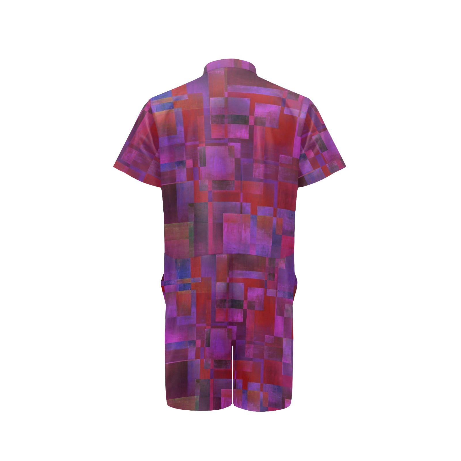 cubes purple Men's Short Sleeve Jumpsuit