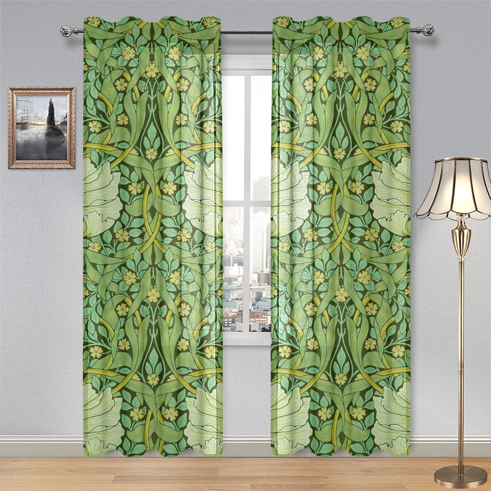 William Morris - Pimpernel Gauze Curtain 28"x84" (Two-Piece)