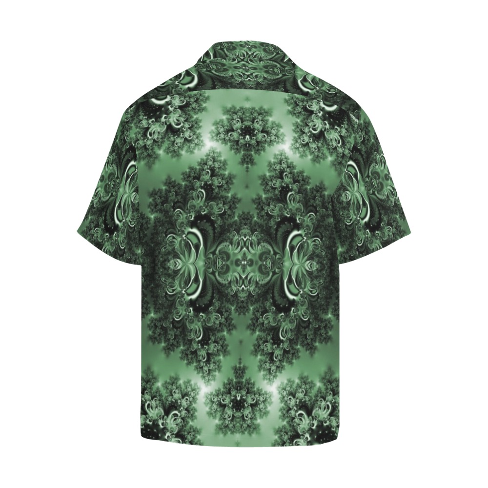 Deep in the Forest Frost Fractal Hawaiian Shirt with Merged Design (Model T58)