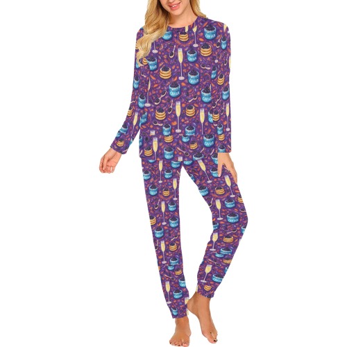 Caviar and Champagne Purple Two Piece PJ Set