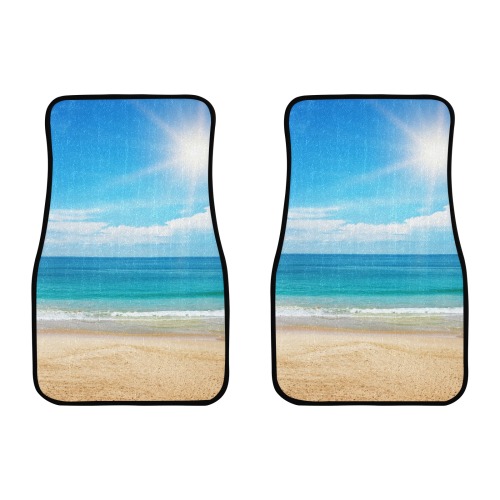 Beautiful Seascape And Sun On Blue Sky Background Floor Mat Front Car Floor Mat (2pcs)