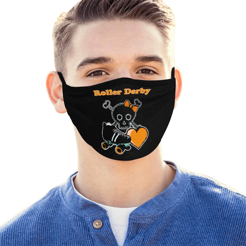 Roller Derby Heart (Orange) Mouth Mask