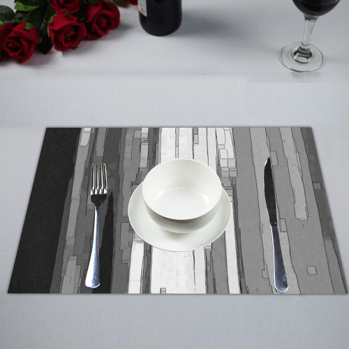 Greyscale Abstract B&W Art Placemat 14’’ x 19’’ (Six Pieces)