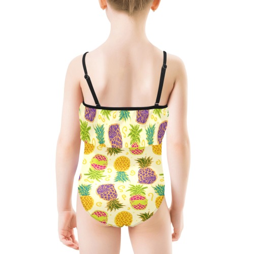 Pineapples Kids' Spaghetti Strap Ruffle Swimsuit (Model S26)