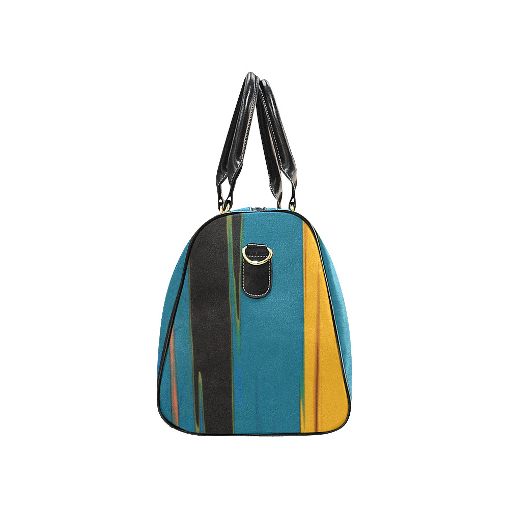 Black Turquoise And Orange Go! Abstract Art New Waterproof Travel Bag/Small (Model 1639)