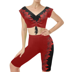 Canada Maple Leaf Yoga Set Women's Crop Top Yoga Set