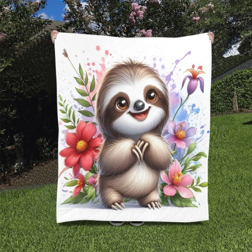 Watercolor Sloth 1 Quilt 50"x60"