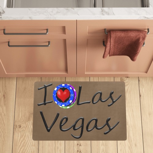 I Love Las Vegas / Brown Kitchen Mat 28"x17"