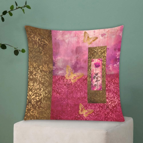 Hot pink rose grunge pillow design