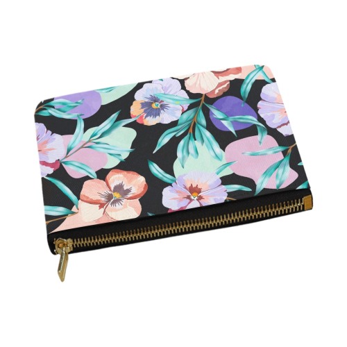 Dark modern tropical floral PD Carry-All Pouch 12.5''x8.5''