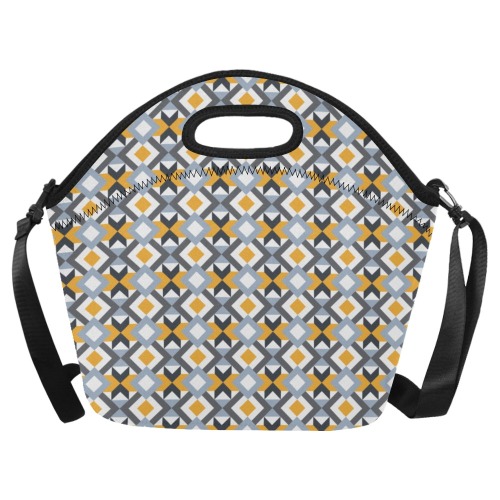 Retro Angles Abstract Geometric Pattern Neoprene Lunch Bag/Large (Model 1669)