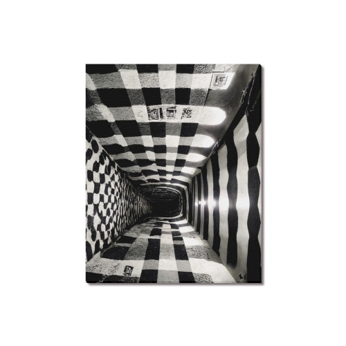 black and white hallway 2 Frame Canvas Print 20"x16"