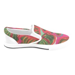 Pink Leaves Collection Women's Slip-on Canvas Shoes (Model 019)