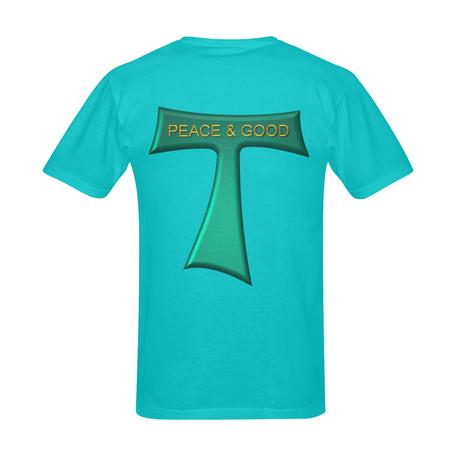Franciscan Tau Cross Peace and Good Green Steel Metallic Men's Slim Fit T-shirt (Model T13)