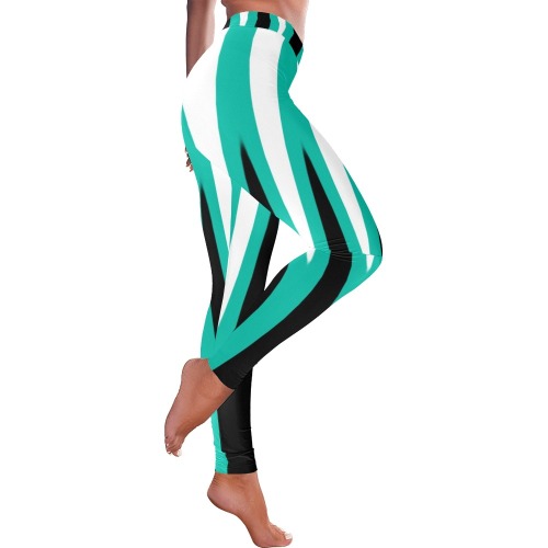 Wave Design Teal Women's Low Rise Leggings (Invisible Stitch) (Model L05)