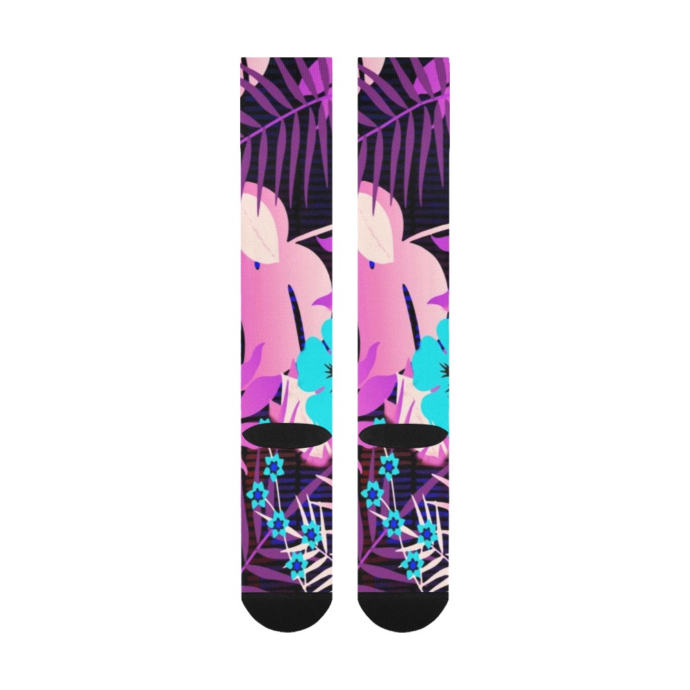 GROOVY FUNK THING FLORAL PURPLE Over-The-Calf Socks