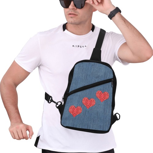 Bandana Heart Shape Men's Chest Bag (Model 1726)