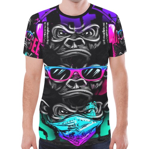 Thee Monkeys New All Over Print T-shirt for Men (Model T45)