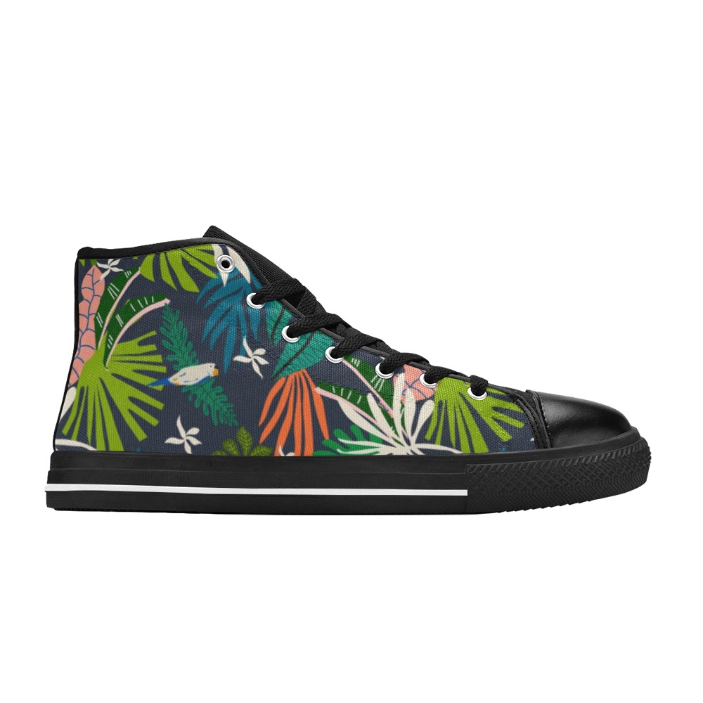 Birds in the jungle modern Women's Classic High Top Canvas Shoes (Model 017)