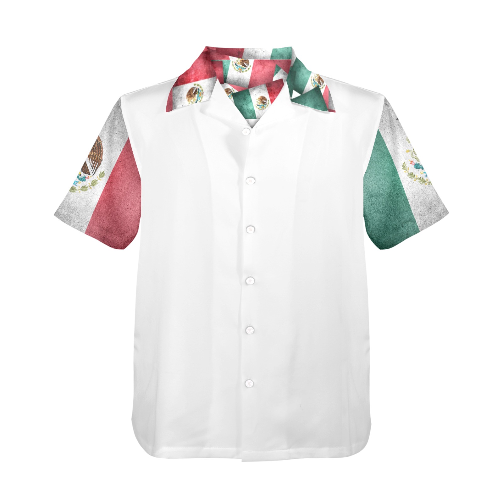 Mexican Flags on White Men's All Over Print Hawaiian Shirt (Model T58)