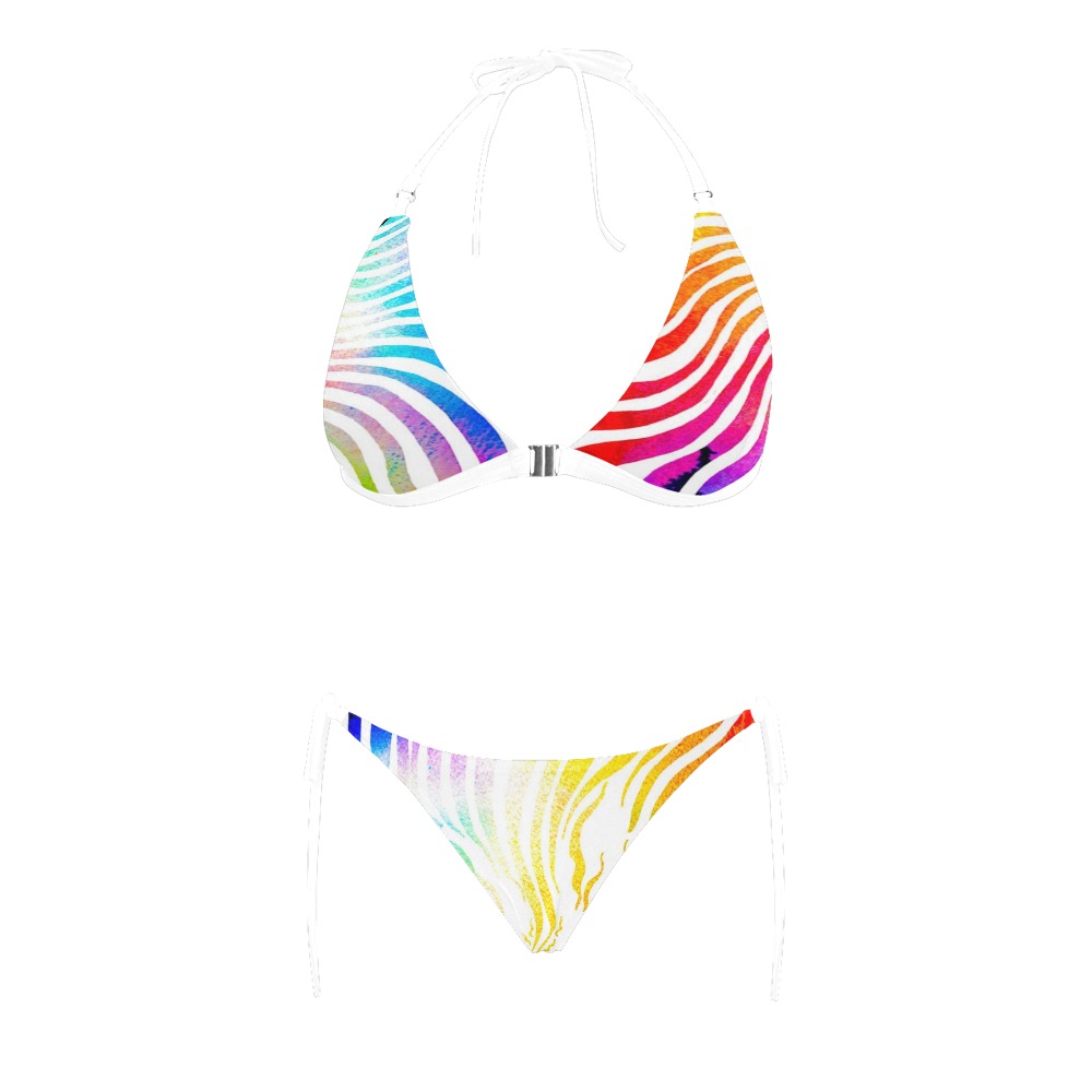 Women's Branded Swimsuit Buckle Front Halter Bikini Swimsuit (Model S08)