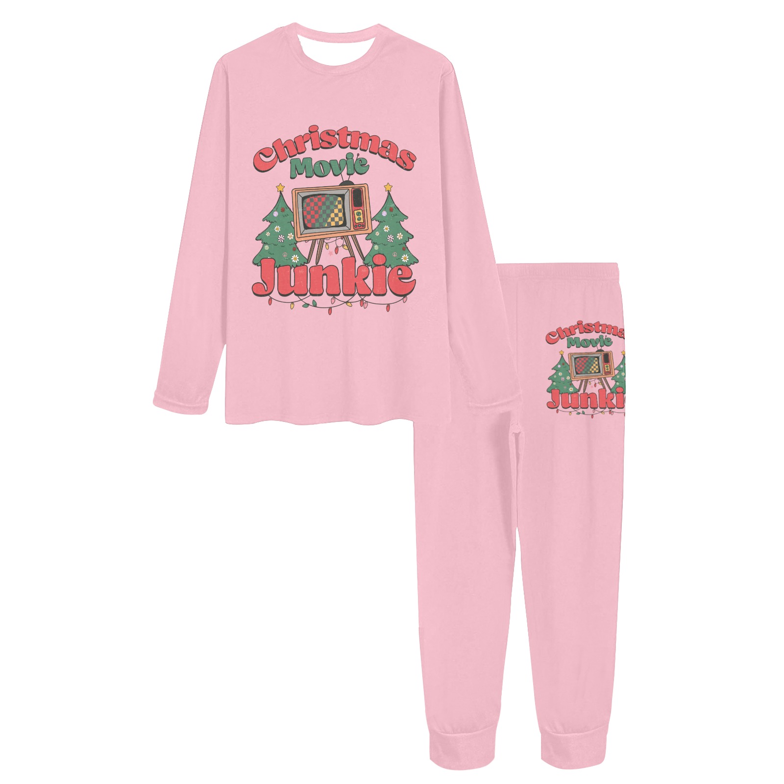 Christmas Movie Junkie (P) Women's All Over Print Pajama Set