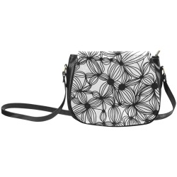 Black and White flowers Classic Saddle Bag/Large (Model 1648)